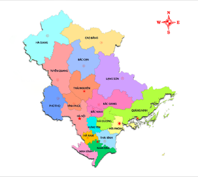bản đồ các tỉnh đông bắc bộ việt nam