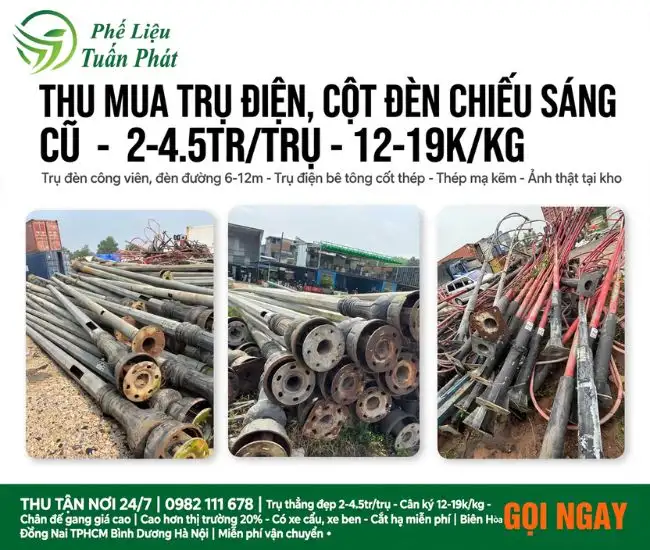 Thu Mua Trụ Điện, Cột Đèn Chiếu Sáng Cũ